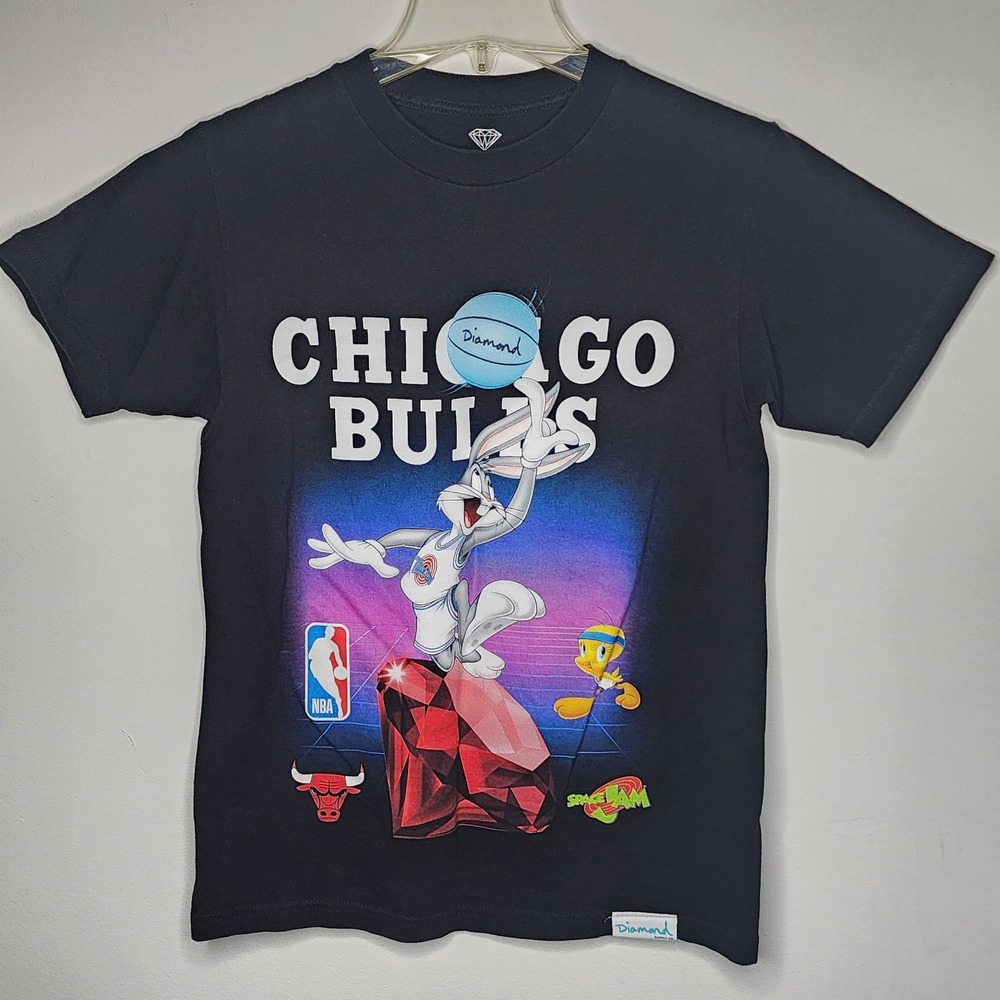 Diamond Supply Space Jam Chicago Bulls Bugs Bunny Daffy Duck T Shirt Small Black